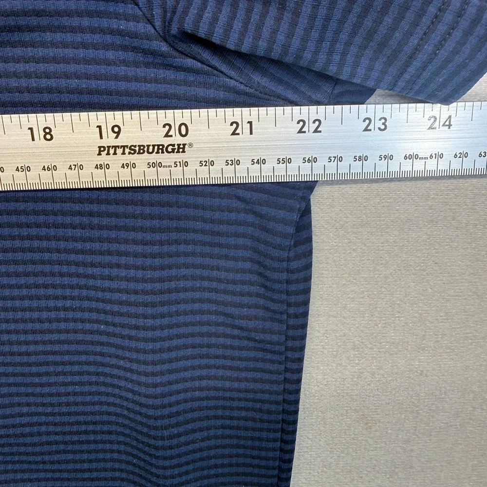Adidas Climachill Golf Polo Men XL Navy Blue Striped Polyester Performance Shirt